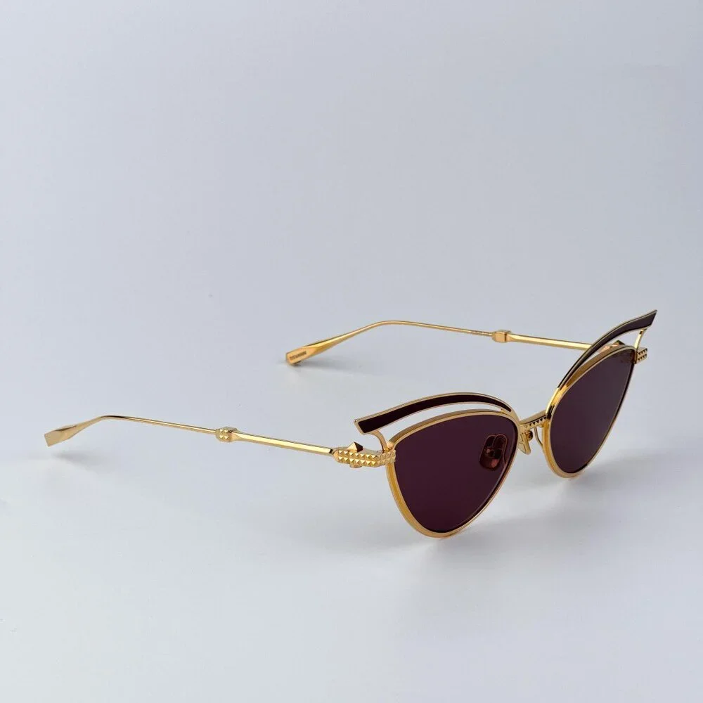 Valentino Men BRAND NEW Sunglasses Titanium Gold Grey Cat Eye V - GLASSLINER